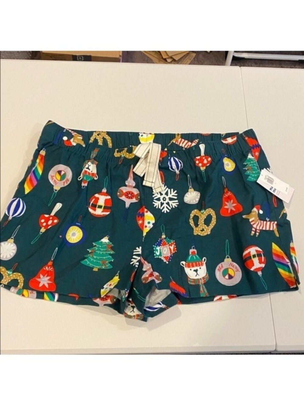 Old Navy Christmas Holiday Cotton Flannel PJ Boxer Lounge Shorts Large
